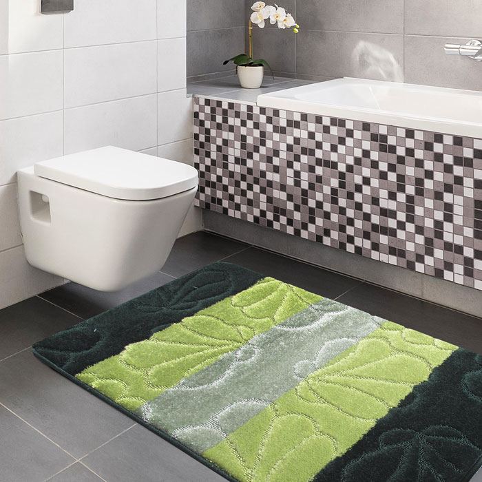 Zielony nowoczesny zestaw miękkich dywaników do łazienki Visto