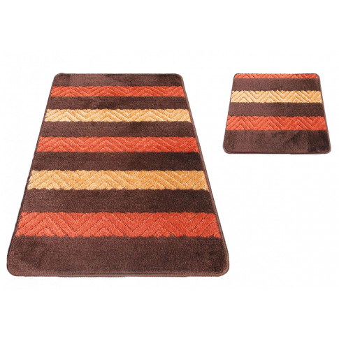 Brązowe dywaniki łazienkowe w paski Batiso