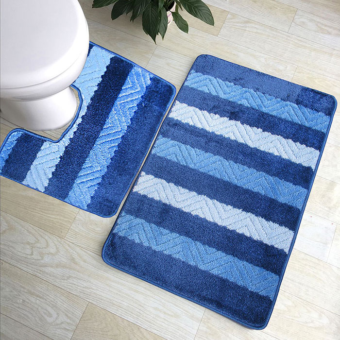 Komplet niebieskich dywaników łazienkowych Batiso 4X