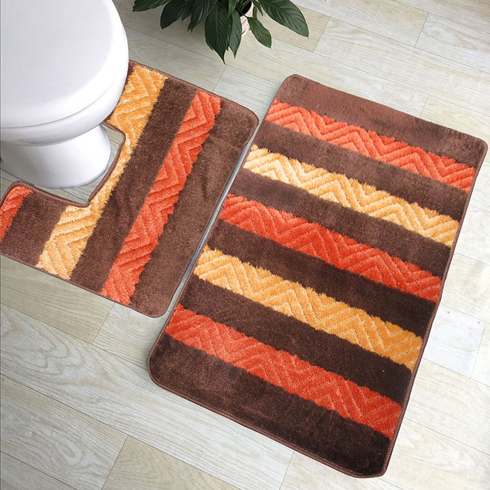 Zestaw nowoczesnych brązowych dywaników łazienkowych Batiso 4X