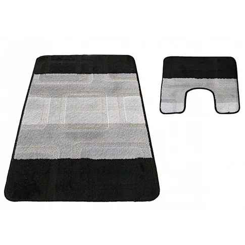 Komplet czarnych nowoczesnych dywaników łazienkowych Amris 4X