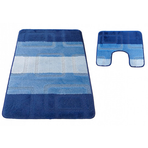 Niebieskie miękkie dywaniki łazienkowe w paski Amris 4X