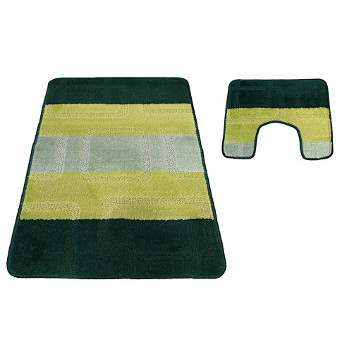 Komplet zielonych nowoczesnych dywaników do łazienki Amris 4X
