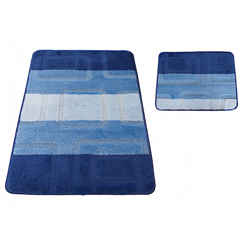 Niebieskie nowoczesne dywaniki łazienkowe we wzory Amris 3X