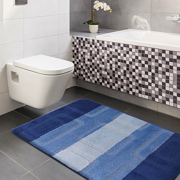 Niebieskie nowoczesne dywaniki łazienkowe Amris 3X