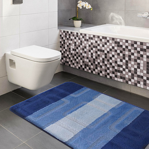 Komplet niebieskich dywaników łazienkowych Amris 3X