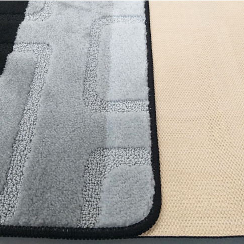 Komplet czarnych wzorzystych dywaników do łazienki  Amris3X
