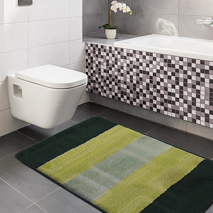 Zielone miękkie eleganckie dywaniki łazienkowe Amris 3X