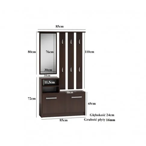 Szczegółowe zdjęcie nr 5 produktu Garderoba z wieszakiem do przedpokoju Dulla - wenge