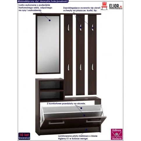 Fotografia Garderoba z wieszakiem do przedpokoju Dulla - wenge z kategorii Siedziska do przedpokoju