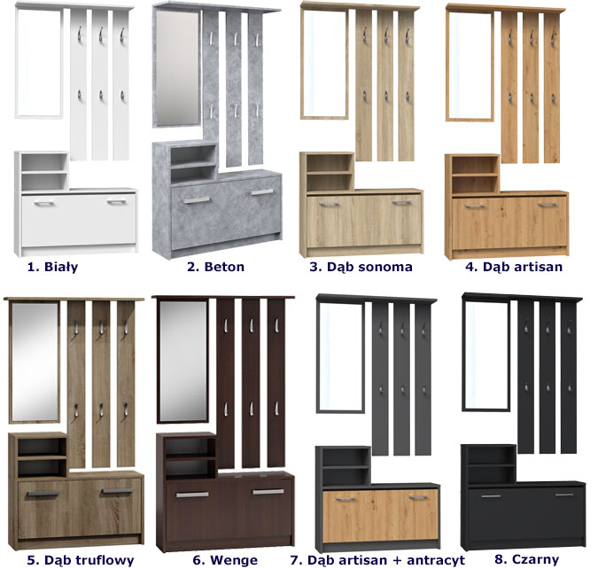 Garderoba z lustrem i wieszakiem Dulla