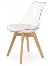 Przezroczyste krzesło z poduszką w stylu skandynawskim - Edwin w sklepie Edinos.pl