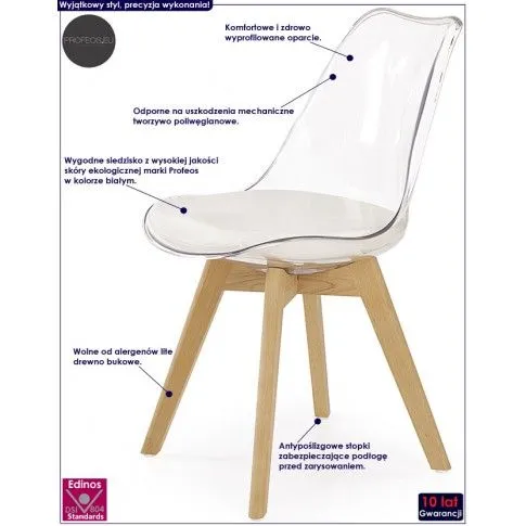 Fotografia Przezroczyste krzesło z poduszką w stylu skandynawskim - Edwin z kategorii Krzesła wg koloru/stylu