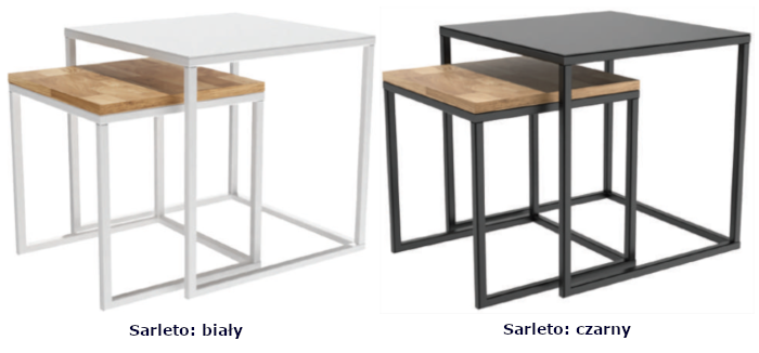 Dostępne modele stolików Sarleto