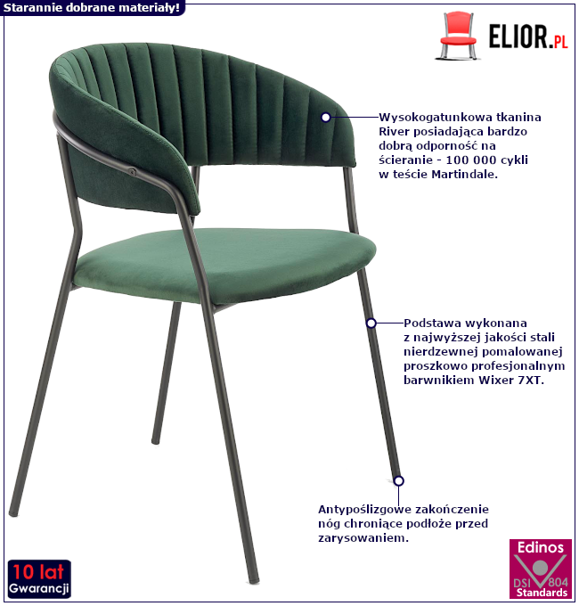 Produkt Zielone metalowe krzesło - Eledis 3X