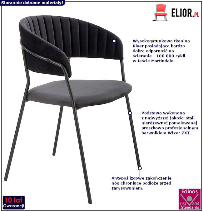 Produkt Czarne tapicerowane krzesło - Eledis 4X
