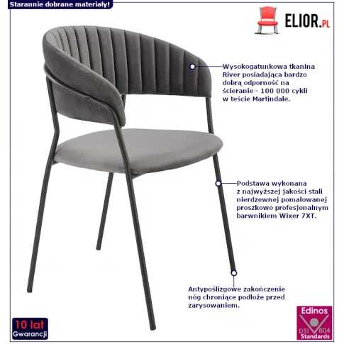Szare metalowe krzesło Eledis 4X
