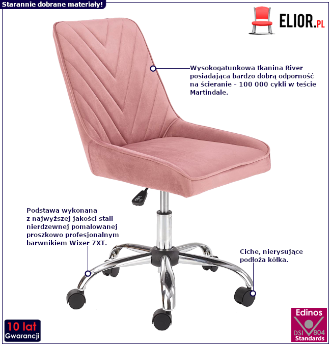 Produkt Różowy obrotowy fotel biurowy - Attanis