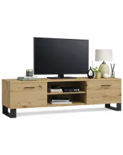 Szafka RTV na czarnych nóżkach dąb artisan - Awerte 3X w sklepie Edinos.pl