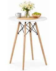 Biały okrągły stół w stylu skandynawskim - Fivi 3X w sklepie Edinos.pl