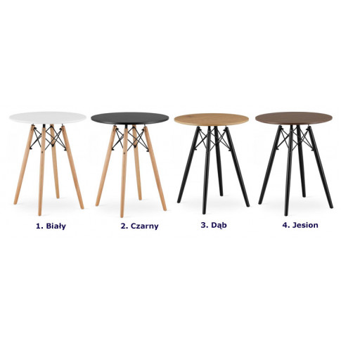 Kolory skandynwskiego stolika średnicy 60 cm Emodi 3X