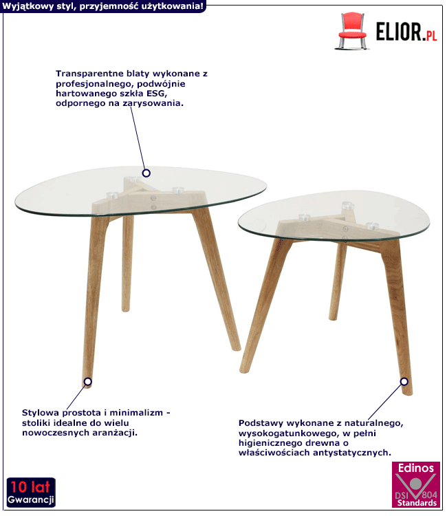 Zestaw dwóch stolików Mistyk - szklany