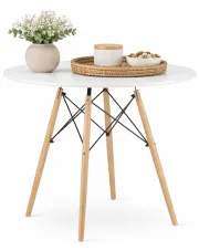 Biały okrągły stół do jadalni w stylu skandynawskim - Fivi 6X w sklepie Edinos.pl