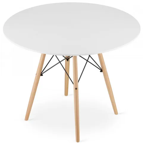biały stół do salonu z drewnianymi nogami Emodi 6X