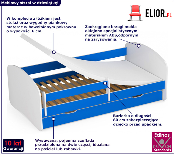 Nowoczesne łóżko dziecięce Ellsa 5X