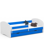 Łóżko do pokoju dziecięcego białe + niebieski - Ellsa 5X 90x180 w sklepie Edinos.pl