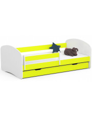 Łóżko dziecięce z szufladą białe + limonka - Ellsa 5 x 180x90