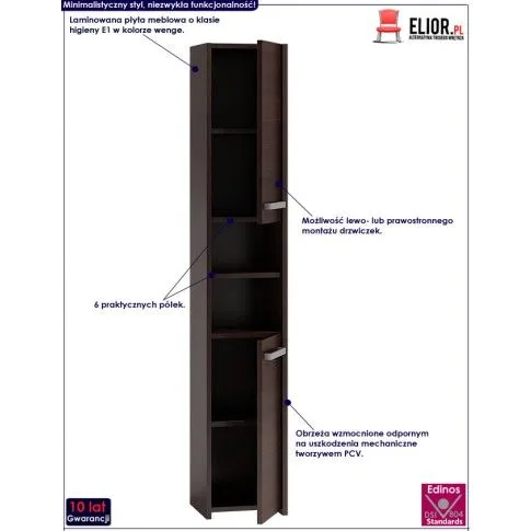 Fotografia Wąski słupek łazienkowy Boleris 2X - wenge z kategorii Szafki