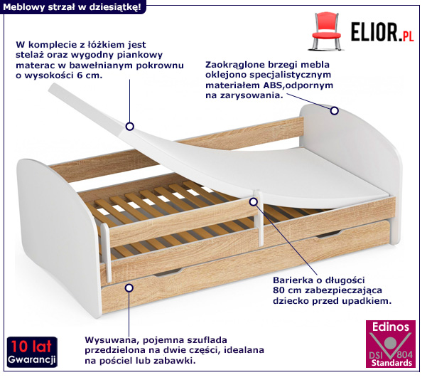 Skandynawskie łóżko dziecięce Ellsa 5X