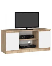 Skandynawska szafka RTV dąb sonoma + biały - Darius 3X 120 cm w sklepie Edinos.pl