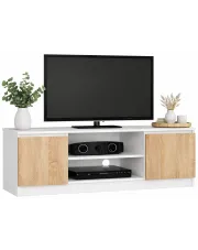 Skandynawska szafka RTV biała + dąb sonoma - Galapi 3X 120 cm w sklepie Edinos.pl