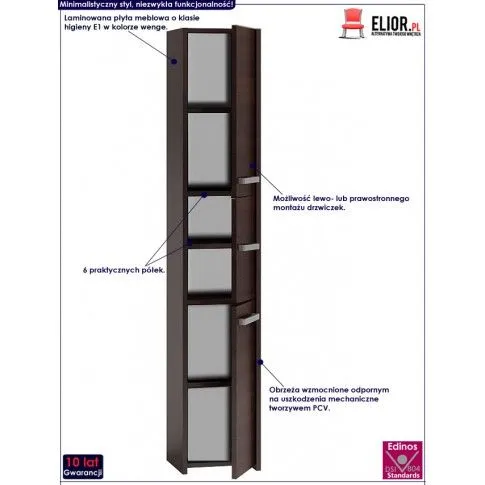 Fotografia Stojąca szafka do łazienki słupek Delox 2X - wenge z kategorii Regały łazienkowe