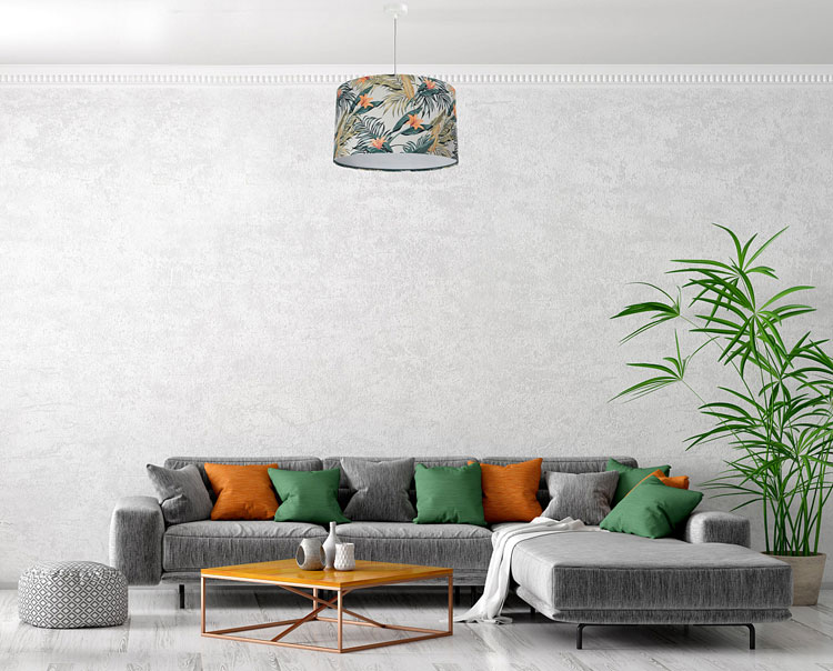 Designerska lampa wisząca z motywem kwiatów na kloszu P333-Verino