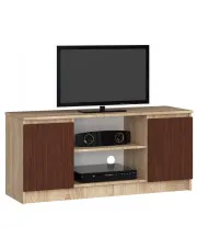 Szafka RTV z półkami dąb sonoma + wenge - Darius 5X 140 cm w sklepie Edinos.pl