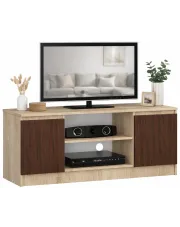 Szafka RTV z półkami dąb sonoma + wenge - Galapi 5X 140 cm w sklepie Edinos.pl