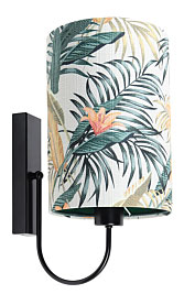 Nowoczesny kinkiet tuba z tkaninowym kloszem w kwiaty S370-Epiko