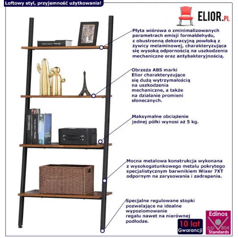 Regal na książki w stylu industrialnym Jorkis 5X