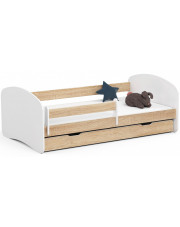 Skandynawskie łóżko dziecięce białe + dąb sonoma - Ellsa 4X 80x160 w sklepie Edinos.pl
