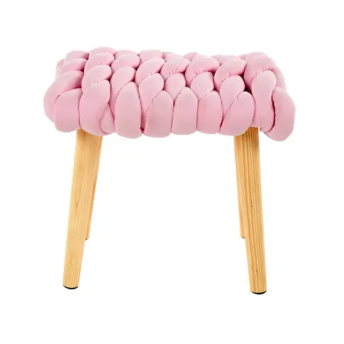 Różowy drewniany taboret Hakon