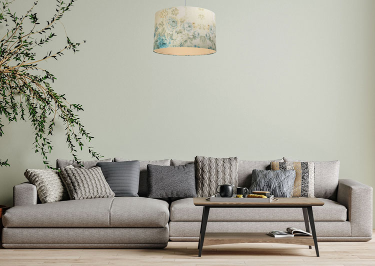 Lampa wisząca z dużym abażurem w kwiaty S371-Terva