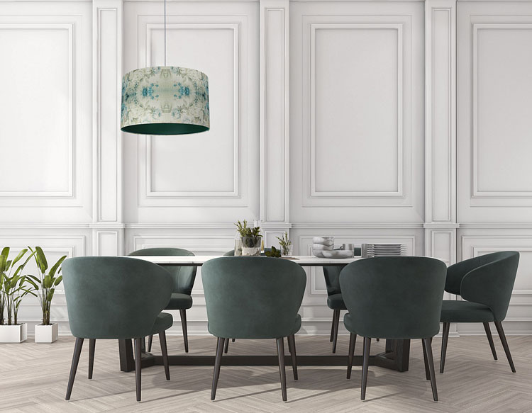 Lampa wisząca do salonu nad stół z abażurem w kwiaty S371-Terva
