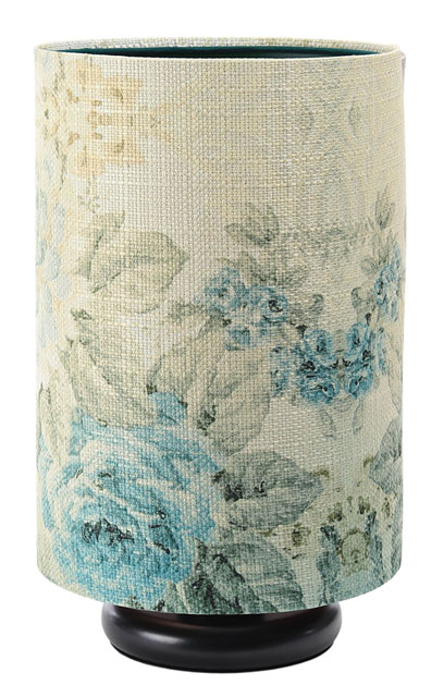 Czarna lampka stołowa z kwiecistym abażurem S372-Terva