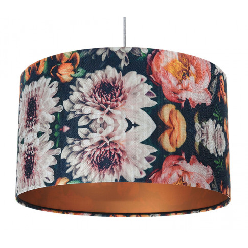 Lampa wisząca nad stół z abażurem w kwiaty S380-Olfa