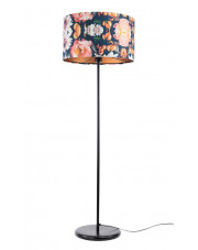 Miedziana lampa stojąca z abażurem w kwiaty - S381-Olfa w sklepie Edinos.pl