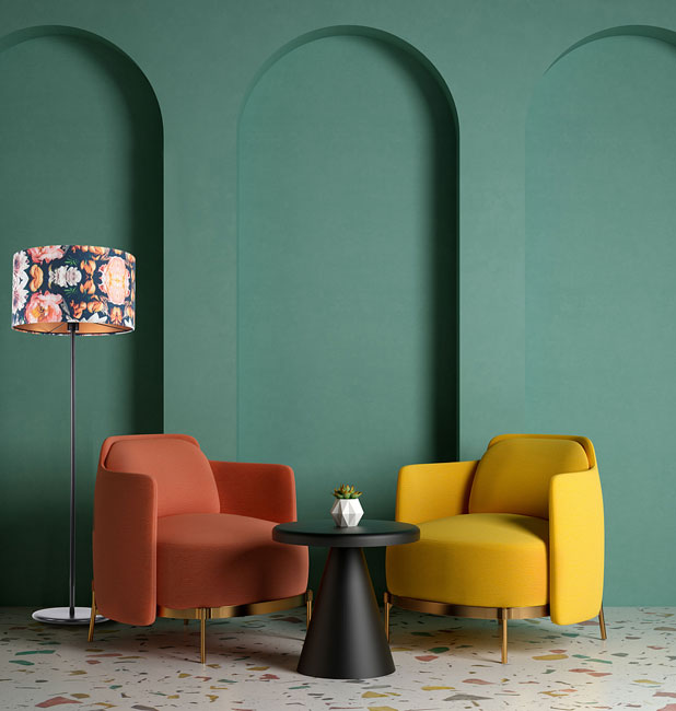 Nowoczesna lampa podłogowa z dużym kloszem w kwiaty S381-Nikko