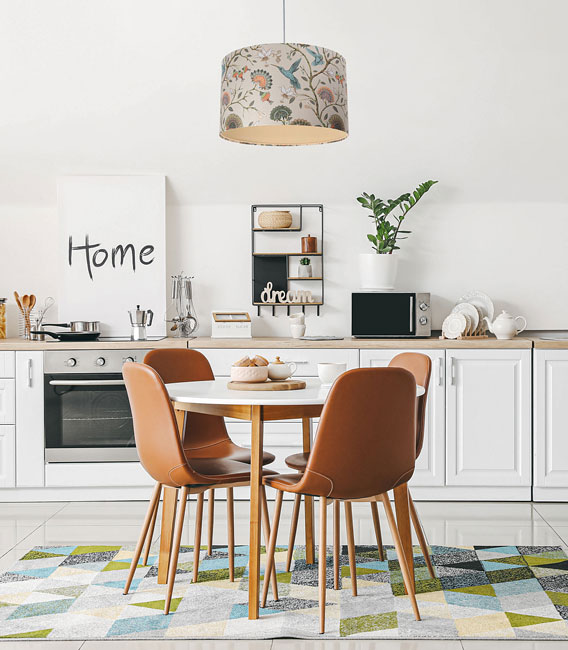 Lampa wisząca z abażurem w kwiaty do salonu S385-Pios